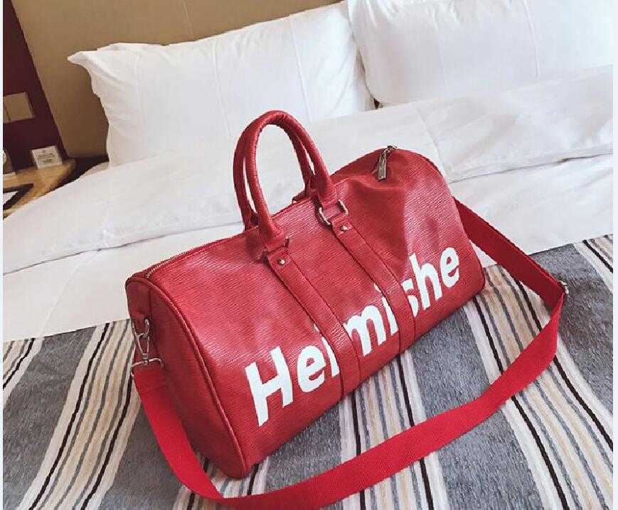 

2022 Fashion Black Water Ripple 45cm Sports Duffle Bag Red Luggage M53419 Man and Women Duffel Bags with Lock Tag