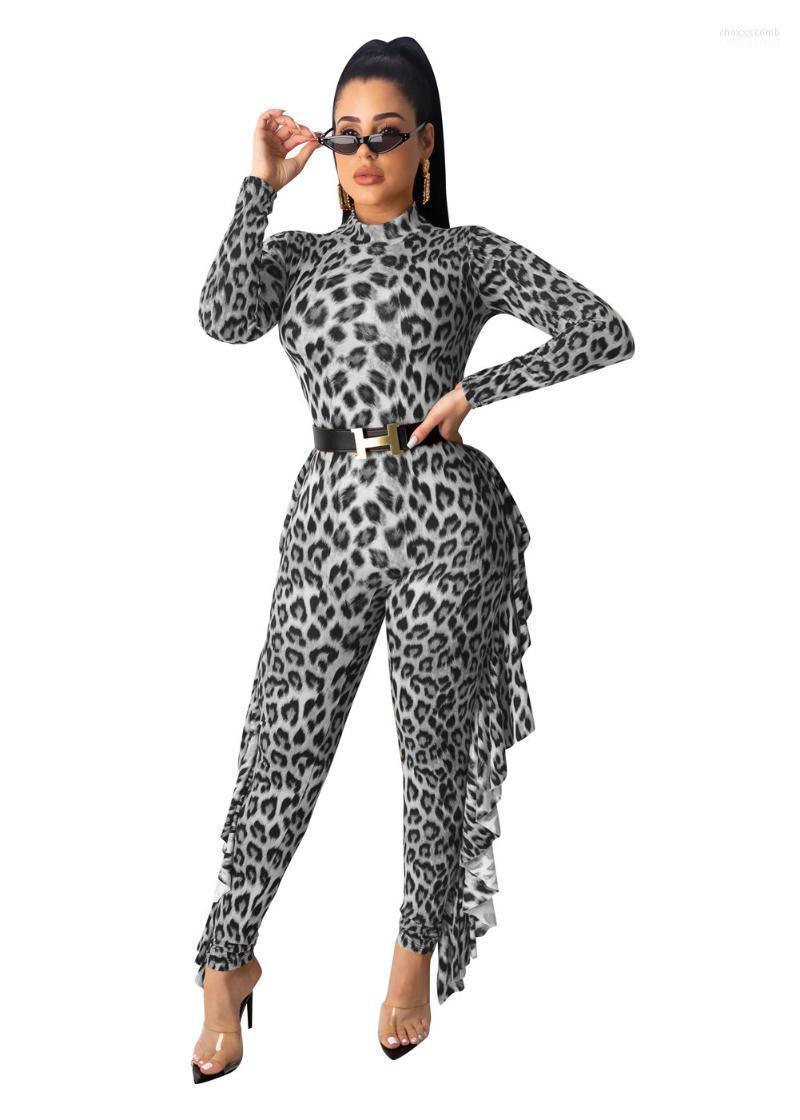 

Women' Jumpsuits Women' & Rompers Fashion Bodysuit Womens Casual Winter Playsuit Ladies Bodycon Party Jumpsuit Romper Leopard, Gray