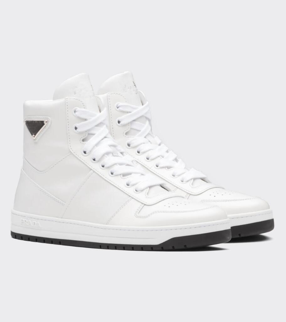 

Enameled-metal Triangle High-top Sneakers Shoes Men District Runner Sports Fashion Downtown Leather Re-Nylon Gabardine Casual Walking EU38-46