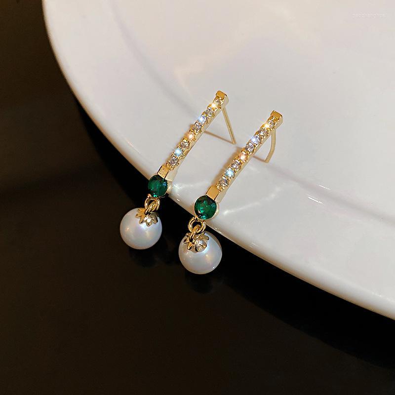 

Dangle Earrings & Chandelier Origin Summer Elegant Full Sparkly Cubic Zirconia For Women Faux Pearls Pendant Simple Accessories
