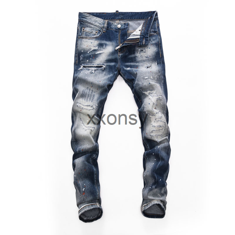 

Tops Mens Ripped Distressed Grey Jeans Fashion Designer Slim Fit Washed Motocycle Denim Pants Panelled Hip Hop Biker Trousers NJ8254 UV5N, 8254