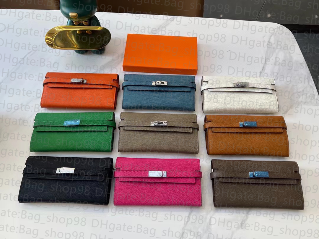 

7A H Wallet Women Bag Credit Card Bag Fashion Classic metal clasps clamshell clutch large capacity new luxury brand purse, Orange