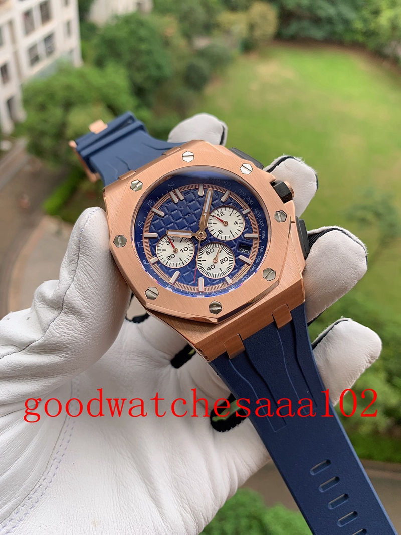 

5 Style Fashion Perfect Quality Men's Watch 43mm Blue Black Dial VK Quartz Chronograph Working Mens Watches Rubber Strap Bands Classic Series Men's Wristwatches