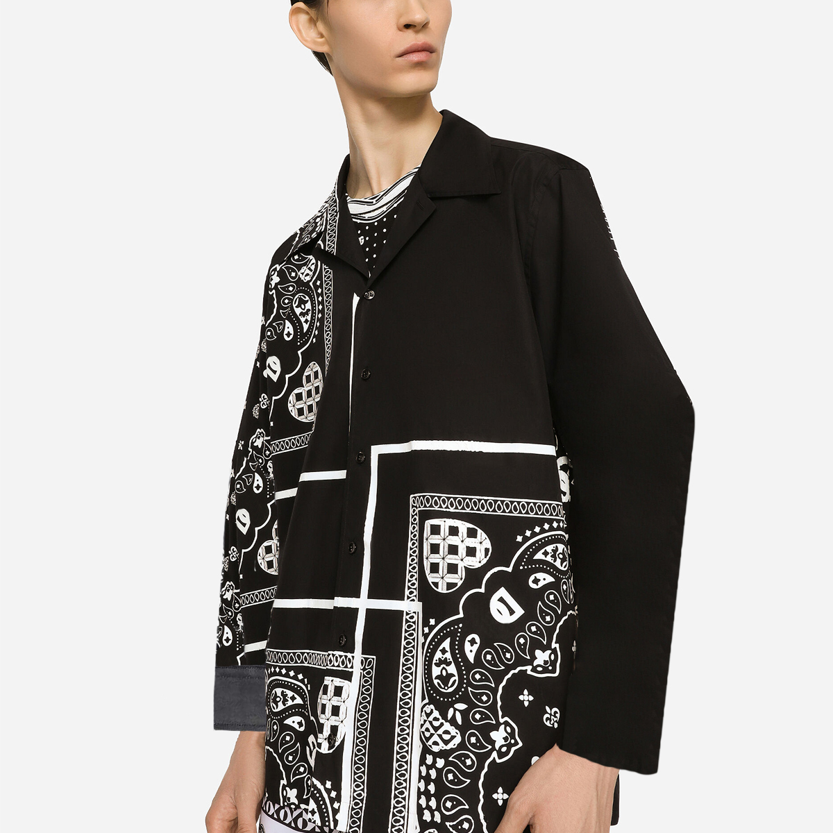 

DSQ PHANTOM TURTLE Martini Scarf Print Cotton Shirt Mens Designer Shirts Brand Clothing Men Long Sleeve Dress Shirt Hip Hop Style Tops 841770, White