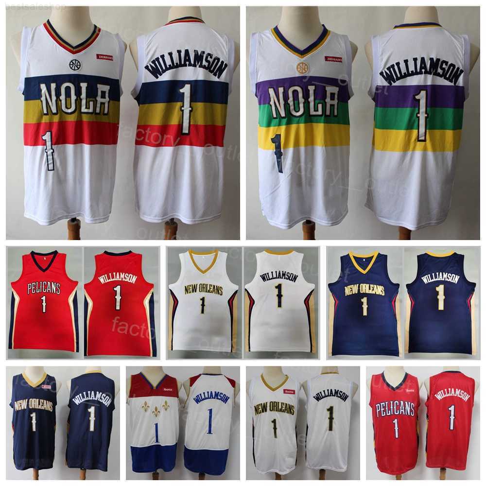 

Men 1 Zion Basketball Jersey All Stitched Breathable Team White Navy Blue Red Color For Sport Fans Pure Cotton Embroidery Top Quality On Sale