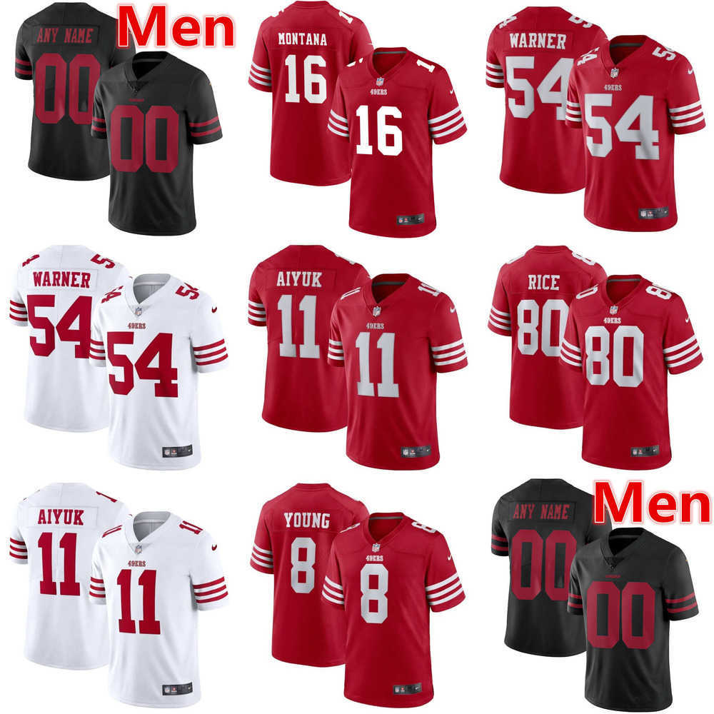 

Football Jerseys Men Women Youths San Francisco''49ers''54 Fred Warner 16 Joe Montana 8 Steve Young 80 Jerry Rice 23 Christian McCaffrey, Color