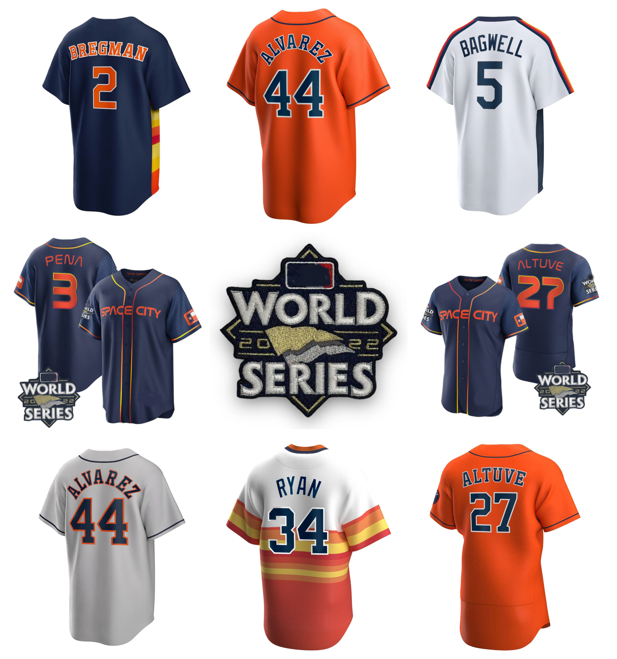 

44 Yordan Alvarez 2022 World Series Astros Jersey Jose Altuve Trey Mancini Alex Bregman Michael Brantley Yuli Gurriel Jeremy Pena Houstons Christian Vazquez, Women size s-xxl