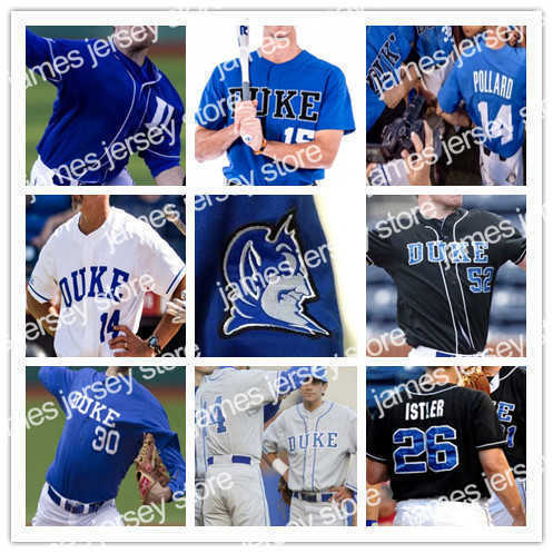

American College Football Wear Custom Duke Blue Devils College Baseball 3 Chris Crabtree 7 Marcus Stroman 9 Griffin Conine Ryan Day Adam Laskey Jersey White Black S-4, Purple