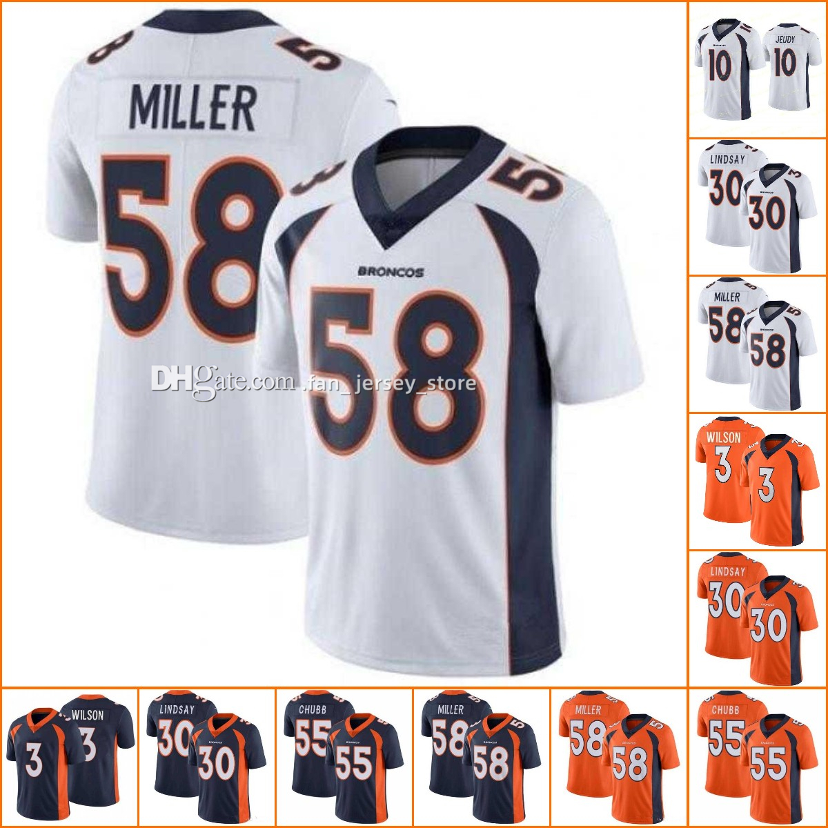 

Football Jerseys Denver''Broncos''Men Women Youth 3 Russell Wilson 30 Phillip Lindsay 58 Von Miller 10 Jerry Jersey Wholesale Custom, Color4