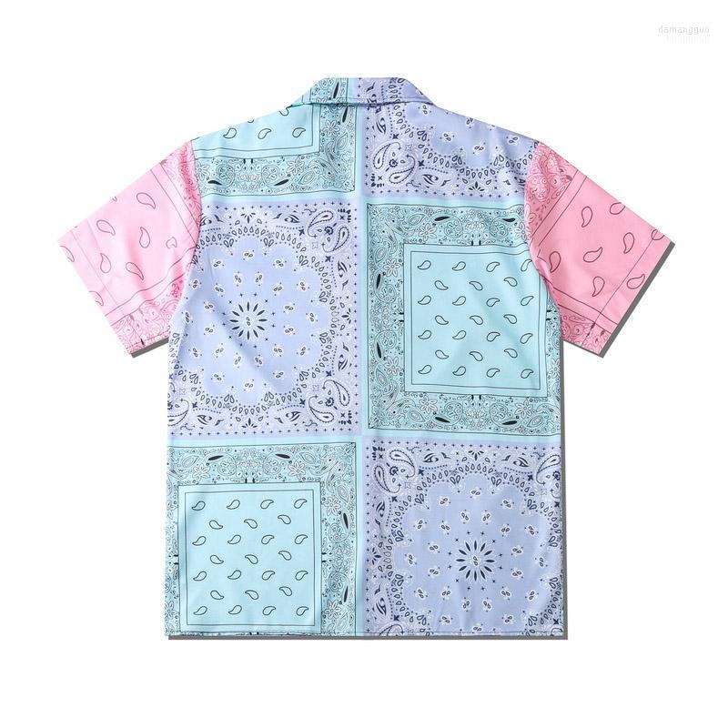 

Men' Casual Shirts Men' Europe America Spring Cool Summer Fresh Patchwork Bandanna Paisley Beach Shirt Men Women Short Sleeve Hip Hop, Bandanna shirt
