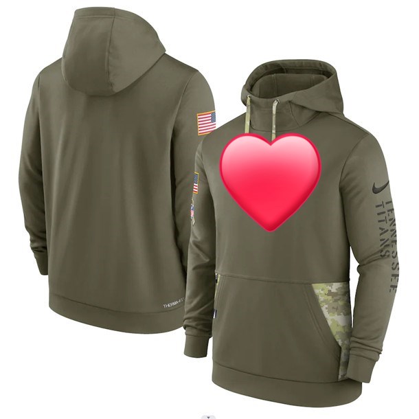 

Pullover Hoodie Custom Men women youth Tennessee''Titans''Olive 2022 Service Therma Performance