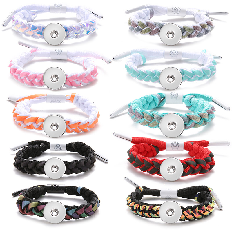 

Charm Bracelets Se0220 New Fashion Colorf Twist Shoelace Style Bracelet Snap Adjustable Fit Buttons Jewelry Gift Drop Delivery 2022 Smt61