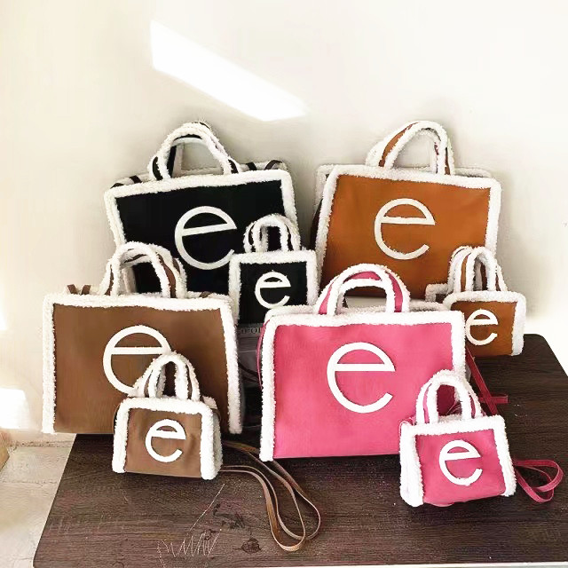 

High capacity Telfars large work Bag velour Suede Luxury Designer Womens mens tote WGG joint name laptop handbag top handle wallet teddy Crossbody Shoulder bags, Carton