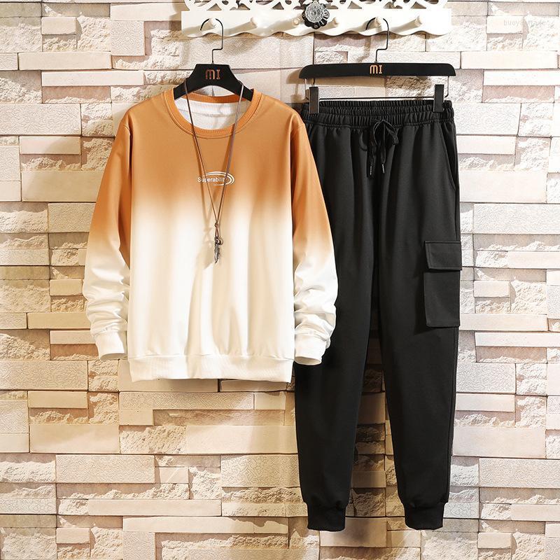 

Men's T Shirts Men's T-Shirts Spring Autumn Pullover Cotton O-neck Gradient Color Breathable Stretchy Casual Fashion Quality Male Long, Gray suit