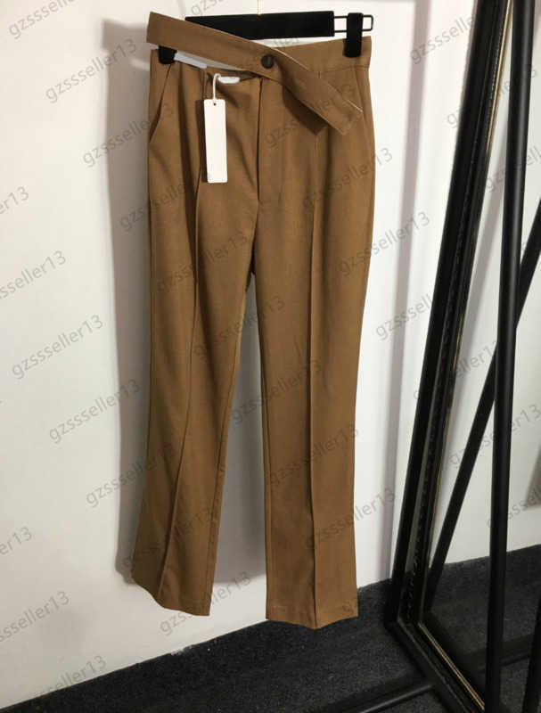 

Women Pants Expose Waist His Trouser Split Design Pant Press Line Stripe Ornament Loose Casual Trousers Soft Wrinkle-proof Woman Clothes 2 Colors 1970, 15