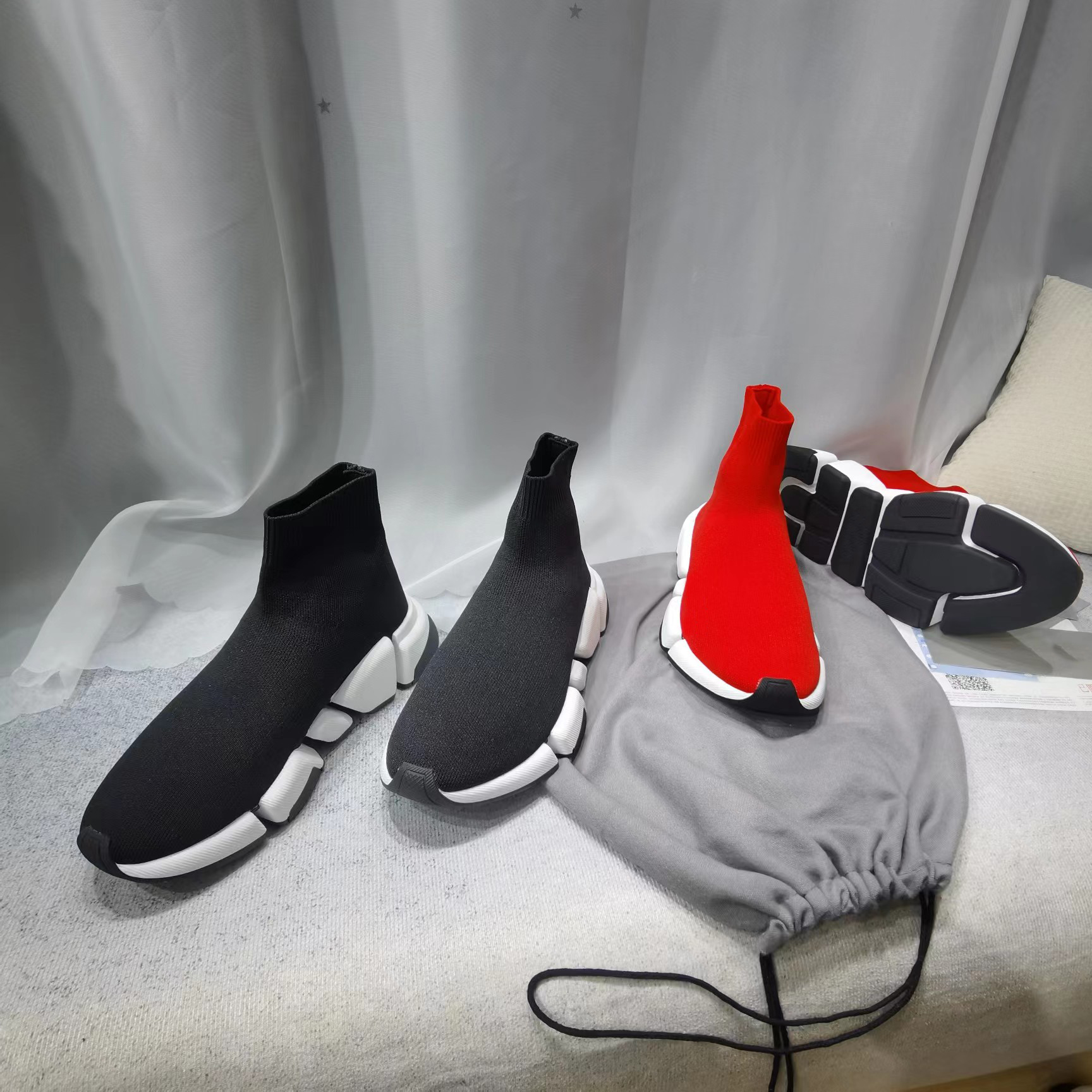 

Famous designer women's short boots advanced vacuum mold combination outsole elastic socks and shoes knitted fabric breathable and deformation free, 10#