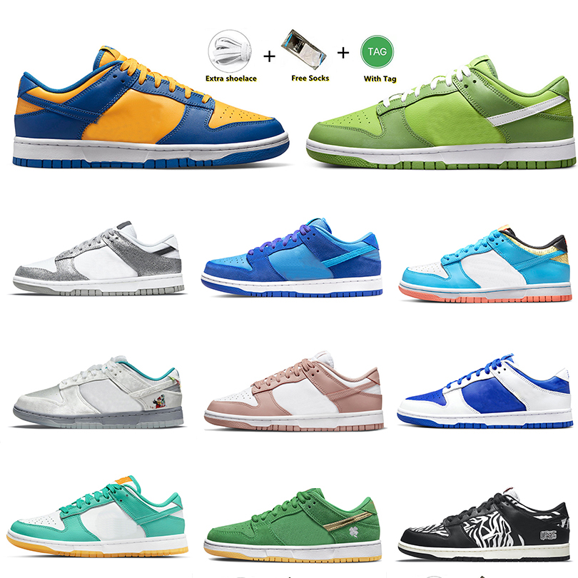 

Designer Running Shoes UCLA Low Golden Gals Blue Raspberry Sour Apple Bart Simpson Chlorophyll Teal Zeal St Patricks Day Trainer Sneakers for Men Women, Box