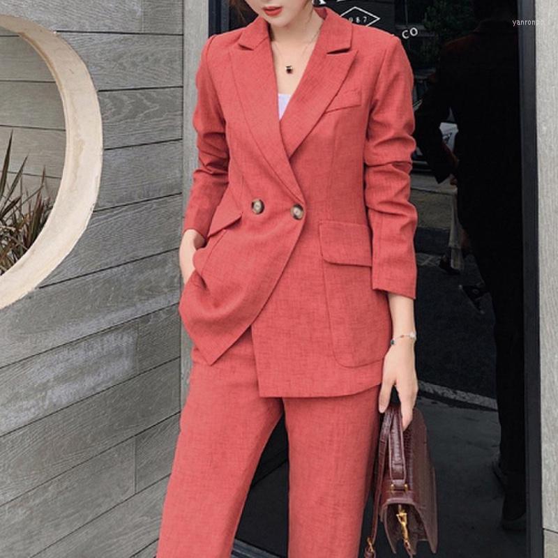 

Women' Two Piece Pants Women' Spring Autumn Women' Pantsuit Casual Elegant Jacket Suit Office Ladies Workwear Business Clothes, Beige