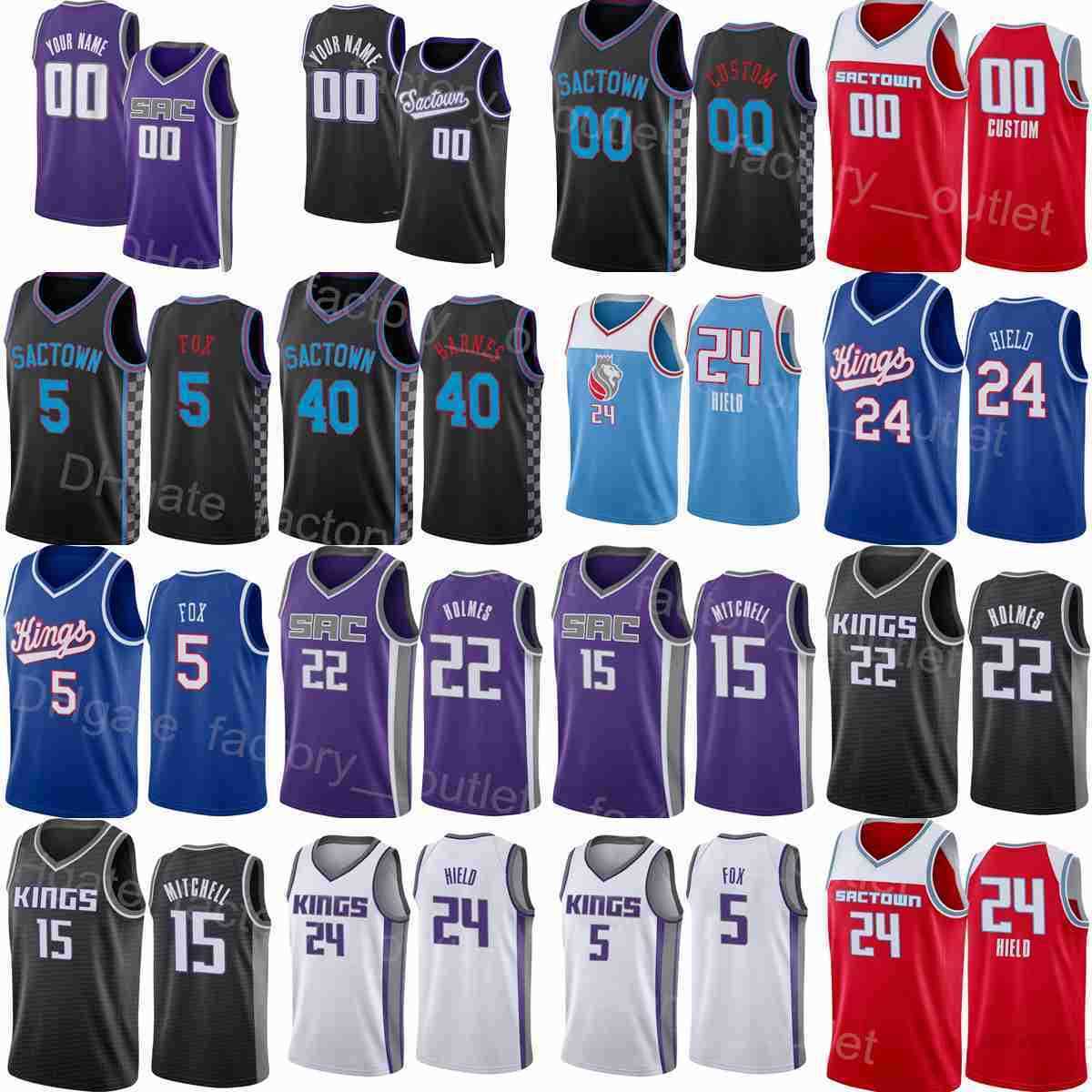 

Screen Printed Basketball Harrison Barnes Jersey 40 Buddy Hield 24 DeAaron Fox 5 Davion Mitchell 15 Richaun Holmes 22 Chimezie Metu 7 Alex Len 25 Man Woman Youth, Blue