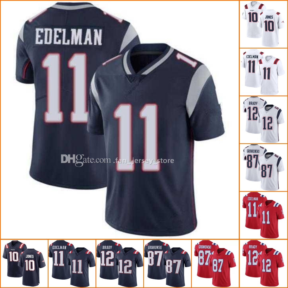 

Football Jerseys New England''Patriots''men women youth 12 Tom Brady 87 Rob Gronkowski 11 Julian Edelman 10 Mac Jones navy Jersey Wholesale Custom, Color3