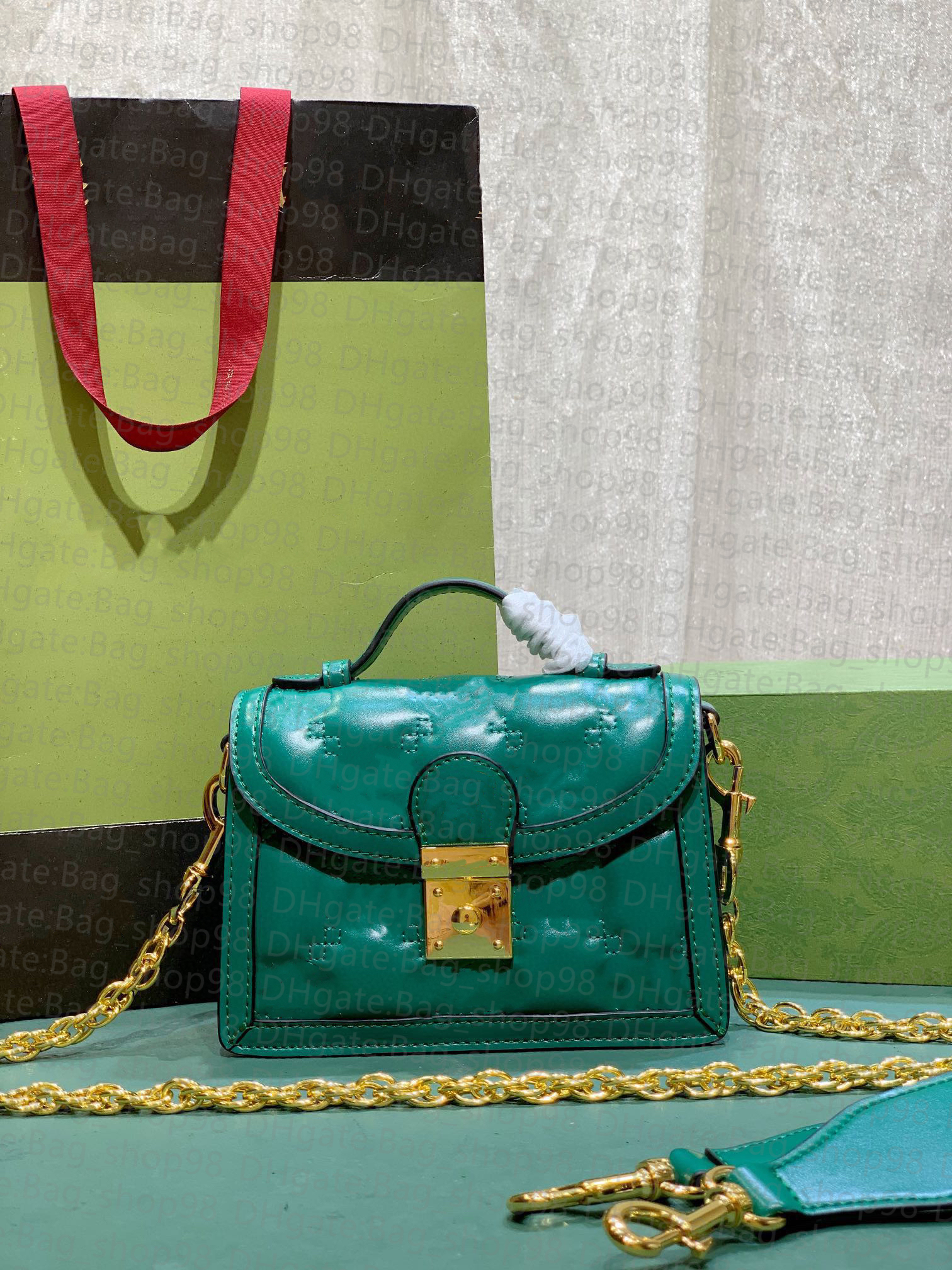 

5A women bag fashion large Matelasse capacity fluffy cowhine flip bag 2022 new metal LOGO luxury brand chain bag, Green