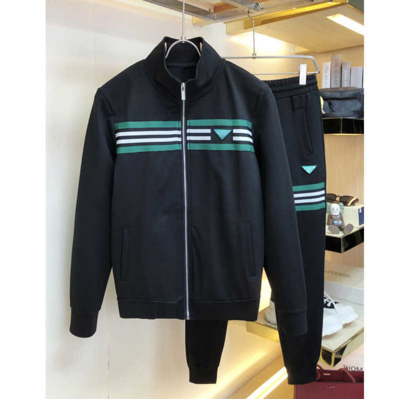 

Luxury Pd Mens Tracksuit Pra Designer Jacket Pants Two-piece Embroidered Zipper Coat Trousers Men Women Sports Suit, White