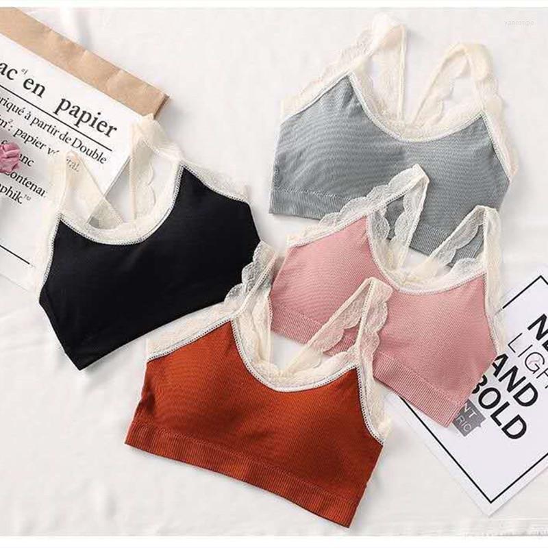 

Bustiers & Corsets Wrap Chest Vest Thread Sports Bra Seamless Lace No Steel Ring Running Korean One Piece Underwear Bandeau Top TopsBustiers, Color random shipmen