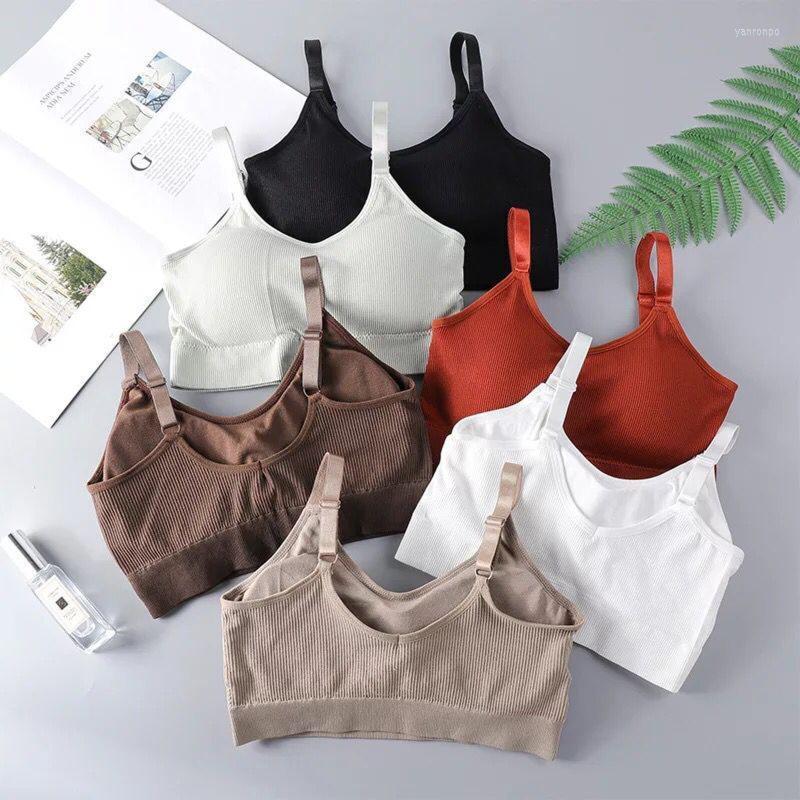 

Bustiers & Corsets Women Breathable Padded Yoga Bra With Adjust Strap Athletic Gym Running Seamless Fitness Vest Sport Sleep Tops 2022, Orange