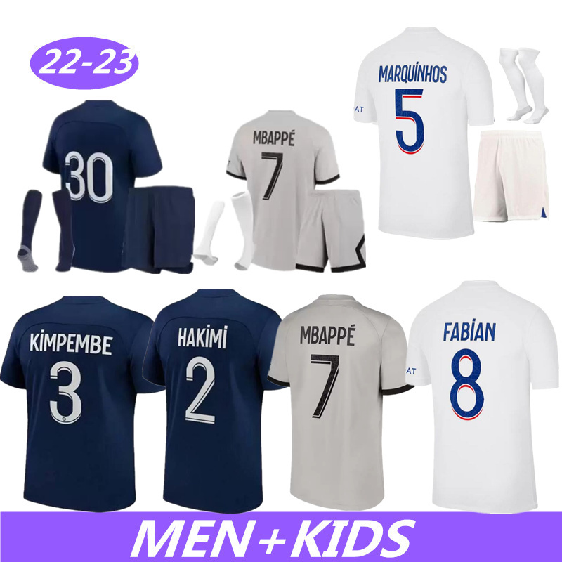 

TOP 22-23 maillot de foot soccer jersey Paris MBAPPE shirt men kids hommes enfants VERRATTI MARQUINHOS KIMPEMBE fourth STAR SPECIAL di Maria pSGS HAKIMI 2022 2023, Multi