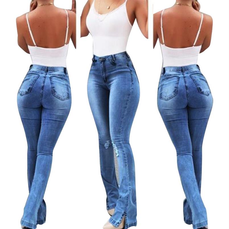 

Women Flare Jeans Sexy Hole Denim Pants Ladies High Waist Skinny Jeans Wide Leg Trousers Fashion Bootcut Pants 050806231A, #6