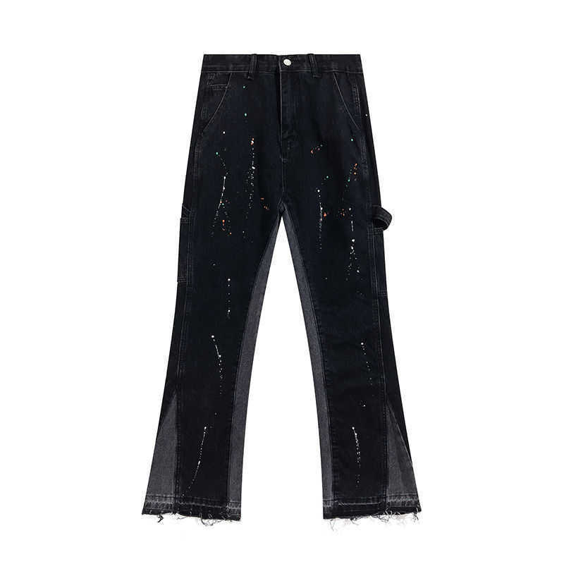 

Fashion Brand Designer Jeans Galleryed Dept Ink Splashing Stitching Contrast Versatility Men' And Women' Pants Black