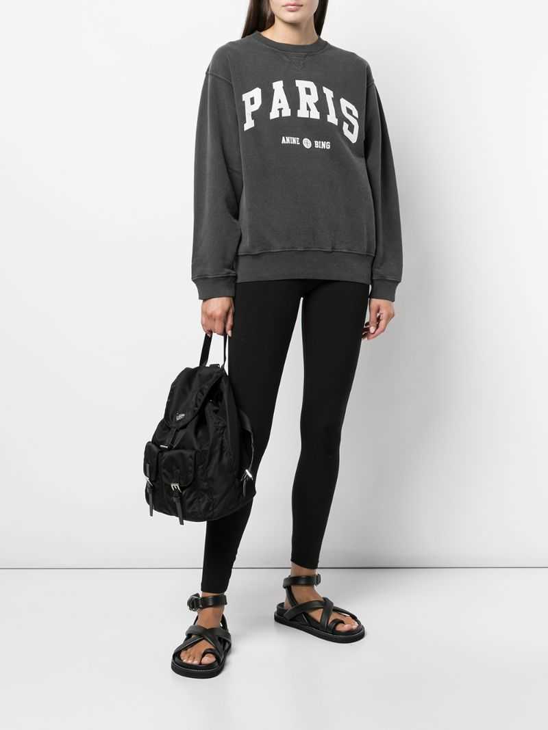 

Anine Bing Women's Fashion Classic Cotton Sweatshirt Ab New Letter Print Wash Snow Black Gray Round Neck Cotton Sweater Designer Pullover Hoodie, New york