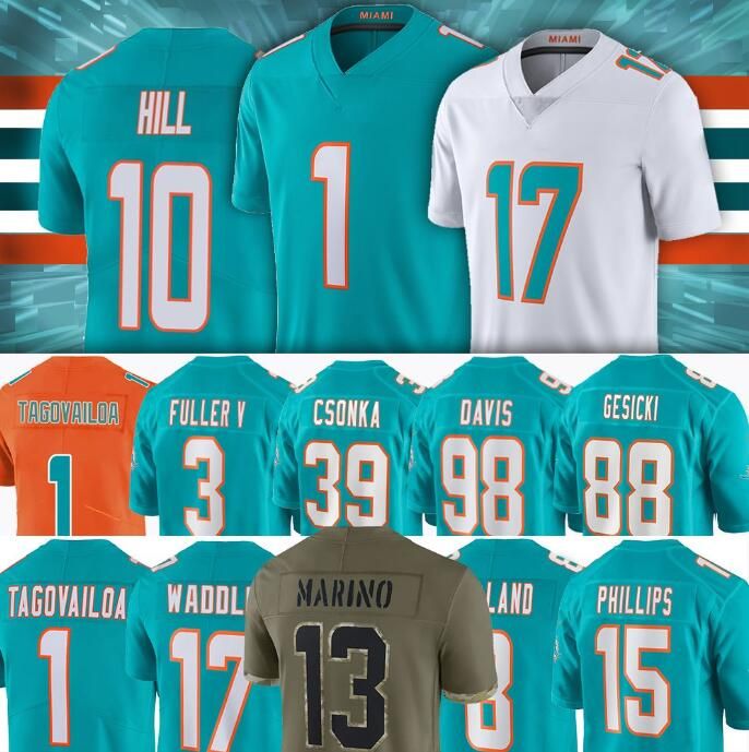 

1 Tua Tagovailoa Jersey Miami''Dolphins''Dan Marino Tyreek Hill Jaylen Waddle Jevon Holland Chase Edmonds Jaelan Phillips rugby football''nf, Stitched