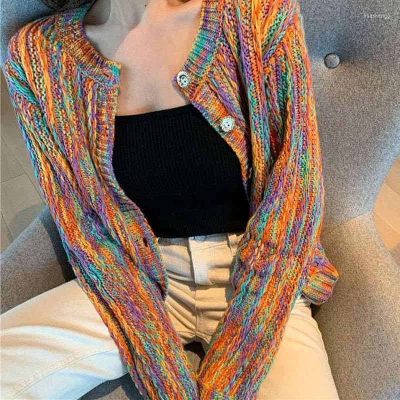 

Women' Knits Women' & Tees 2022 Autumn Loose Wool Top Women Elegant Cardigan Button Round Neck All-Match Knitted Lining Contrast, Sky blue