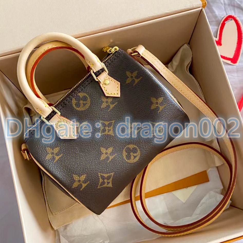

SPEEDY Luxury Designer NANO 20 25 Shoulder Bag tote Women's classic leather clutch flower Organizer Sport bella Mini travel handles weekend vintage black bag arge, Carton