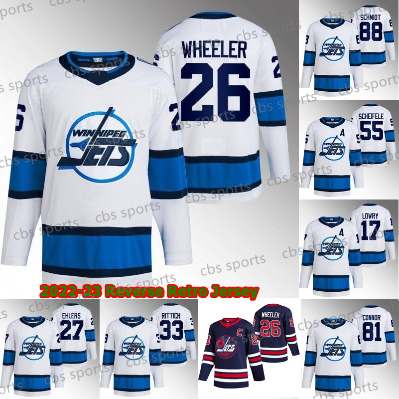 

26 Blake Wheeler Jets Reverse Retro Jersey Connor Hellebuyck Nate Schmidt Nikolaj Ehlers Kyle Connor Mark Scheifele Adam Lowry Morrissey Pierre-Luc Dubois Winnipeg, Mens:as shown s-4xl