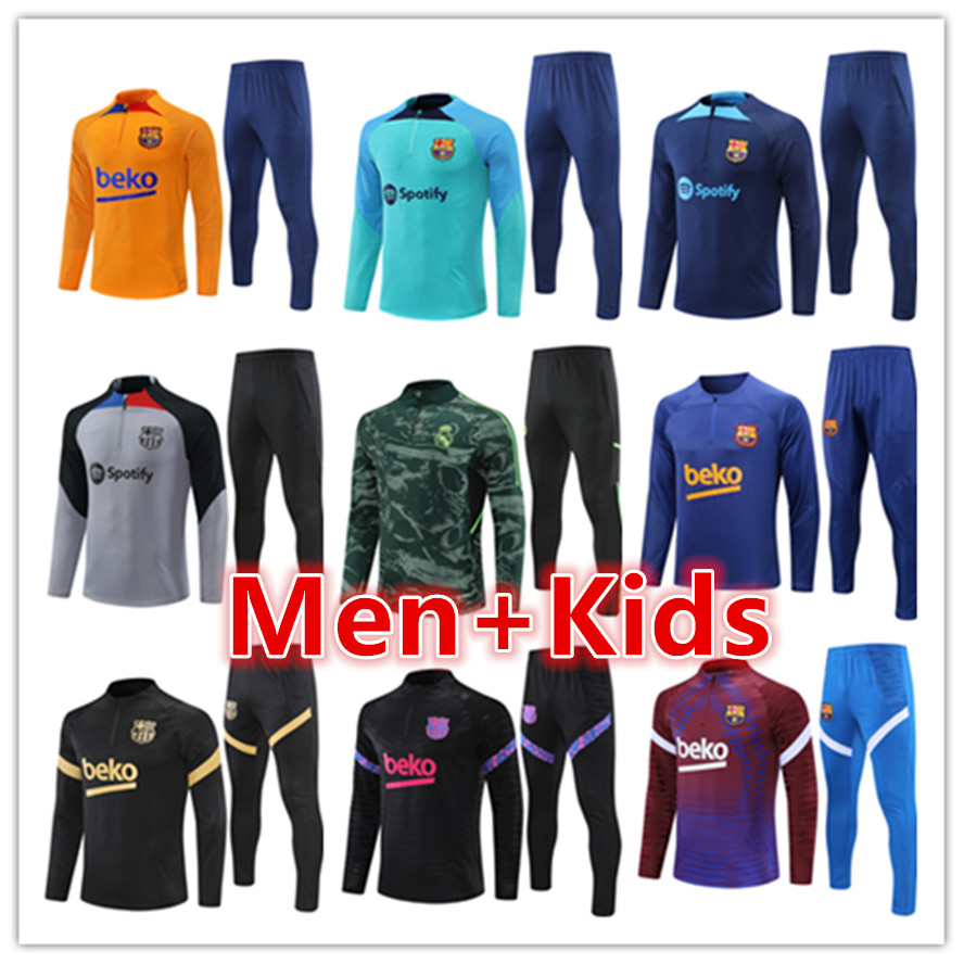 

22 23 Mens and kids kit soccer tracksuit jerseys 2022 2023 BARCELONAS men tracksuits football jersey training jacket set chandal futbol survetement foot maillot, 18