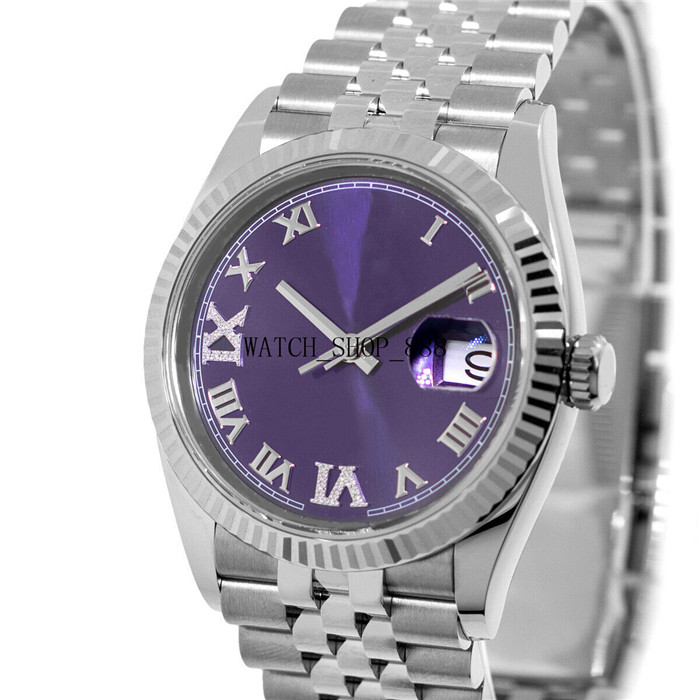 

Brand A brand-new watch Datejust 36mm White Gold & Steel Purple Roman Dial Fluted Bezel 126234 Mechanical Automatic women Ladies Wristwatch