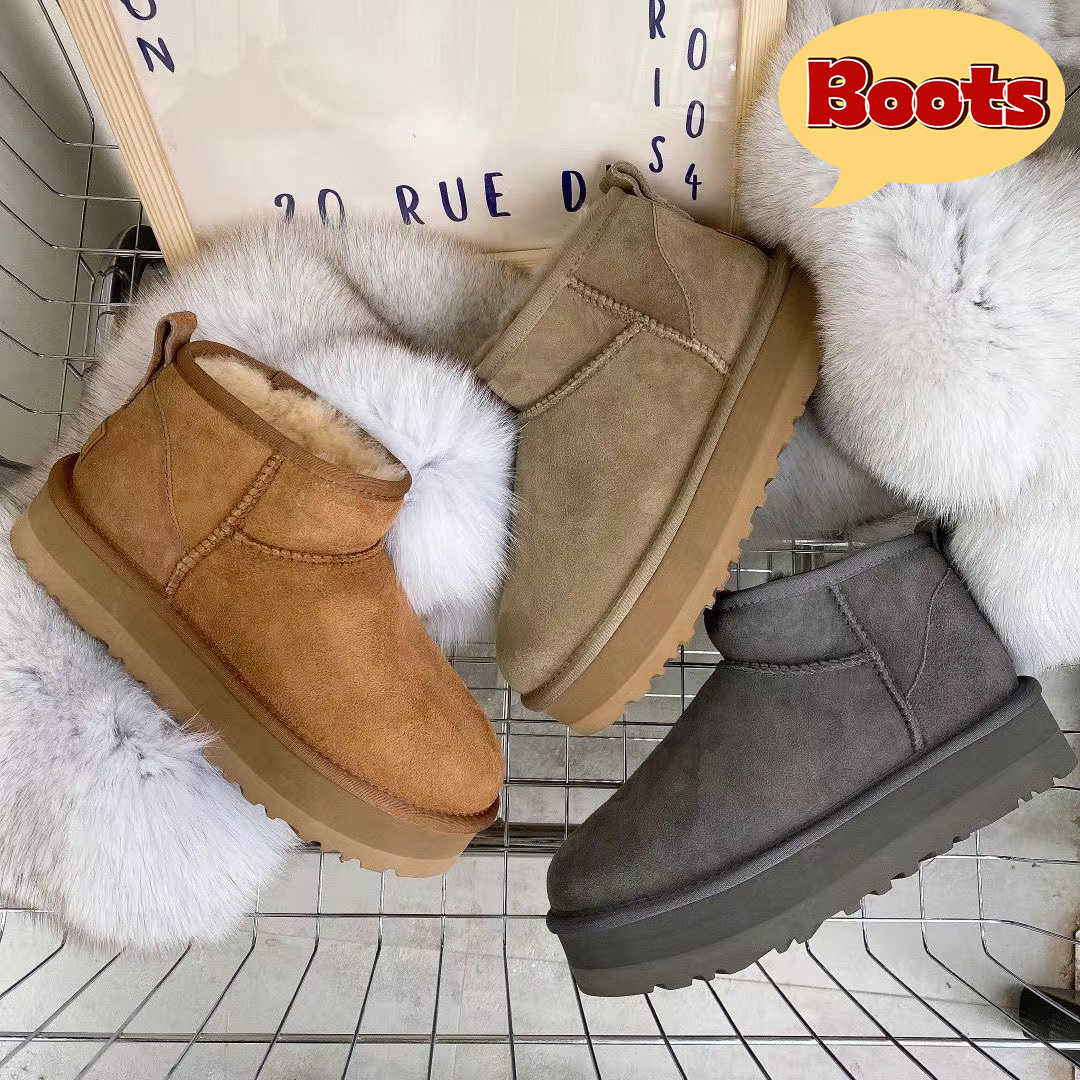 

2023 New australia designer boots fur slides Classic ultra mini Tazz Suede platform snow boot womens slipper chestnut Sheepskin Shearling Winter ankle Booties, Shoe box