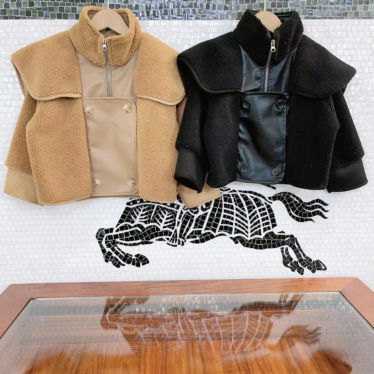 

Luxury Children faux fur coat Designer kids fleece shawl neck long sleeve outwear 2022 winter children thicken warm coats A9233, Bby0092 blue