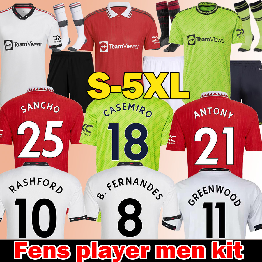 

5XL 22/23 SANCHO soccer jerseys Fans Player MANS UTDS ANTONY ERIKSEN B.FERNANDES RASHFORD CASEMIRO Elanga VARANE MAGUIRE MARTINEZ 22 23 football shirt men kit, 22-23 third player
