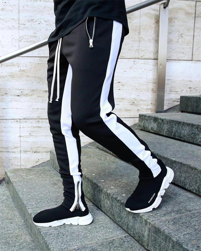 

Men's Pants Joggers Zipper Pocket Men's Trousers Slim Fit Casual Fashion Cotton Streetwear Trend Sweatpants, White