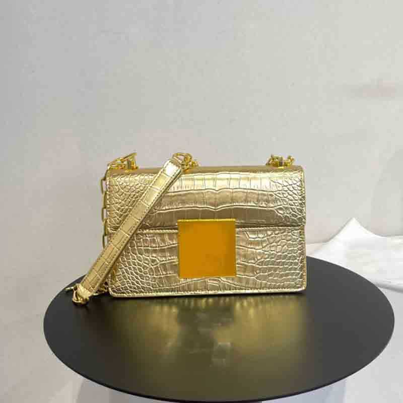 

handbag Evening bag New T Alligator Flap Women Handbag Square Crossbody Shoulder Bags Chain Designer Bag Purse Genuine Leather Chain Gold Large Hardware Buckle