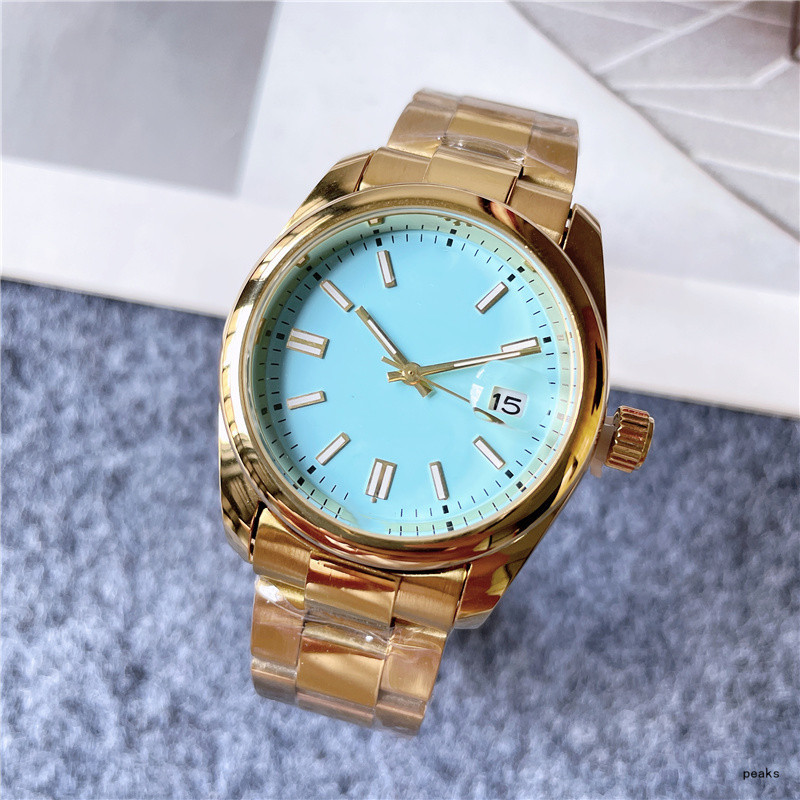 

Mens Designer Quartz Watch Luxury Sapphire Mirror Stainless Steel Gold Watchband Wristwatch 3 Needle Fashion Automatic Calendar Clear Blue Watch Gift With Box sy, A1