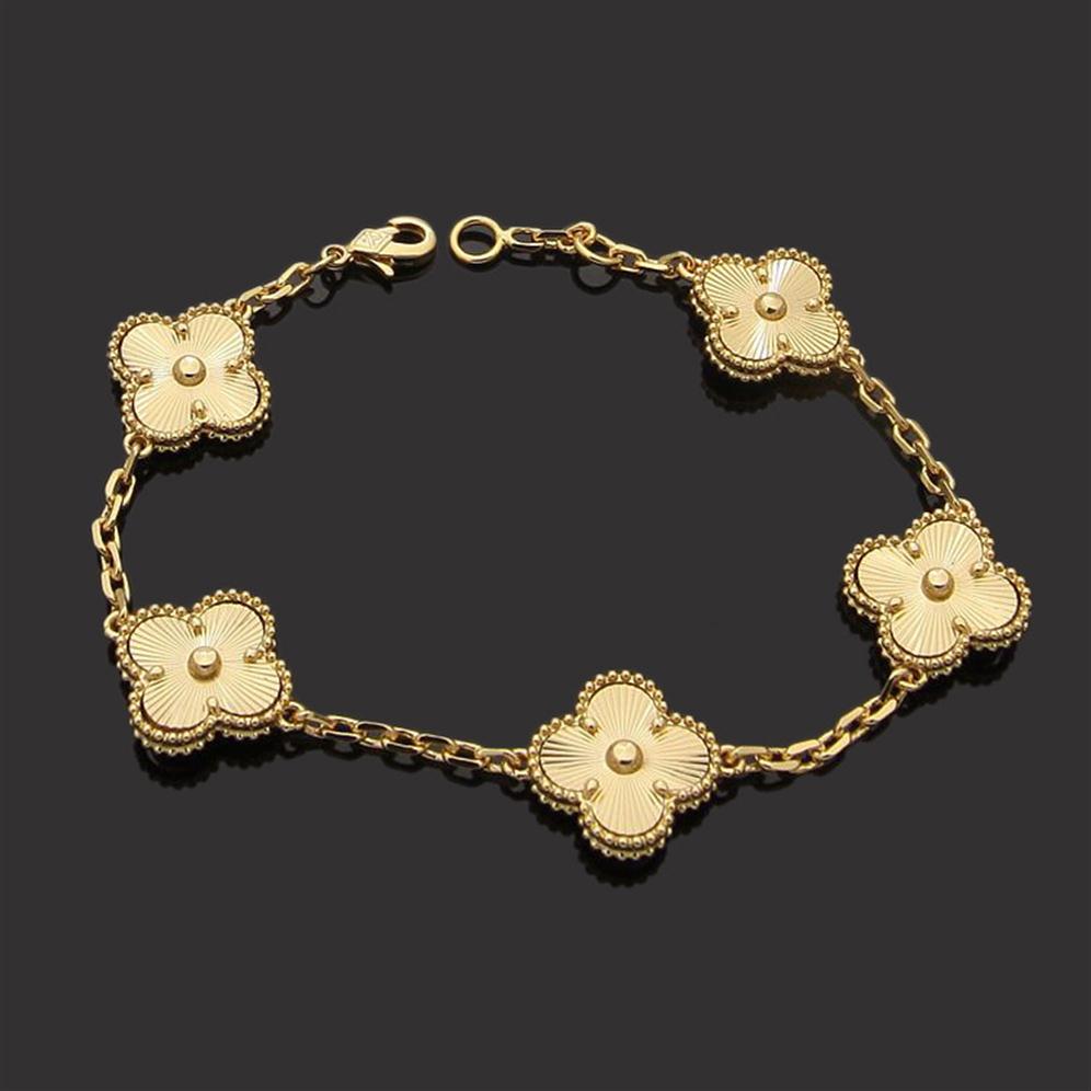 

Luxury Designer Link Chain Bracelet Four-leaf Clover Cleef Bracelets Womens Fashion 18K Gold Bracelets Jewelry286M