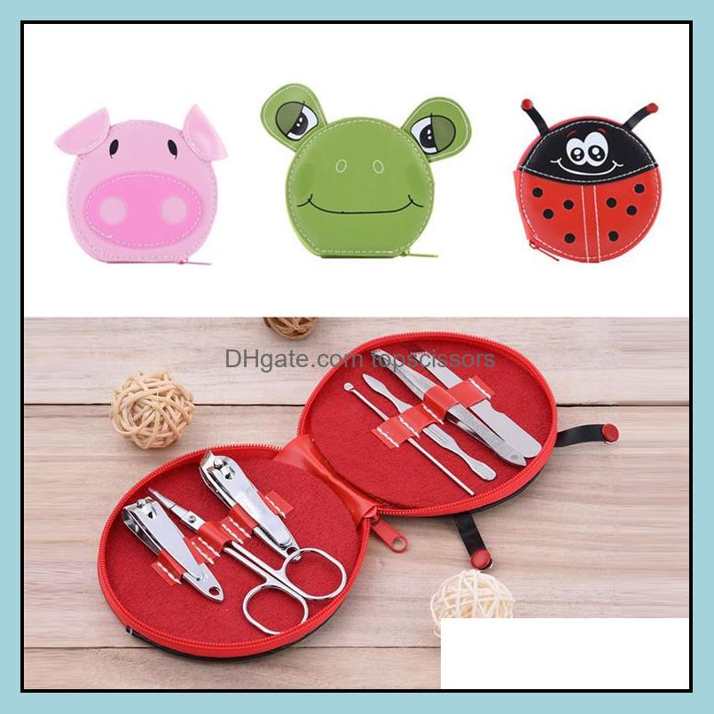 

Nail Manicure Set 7Pcs/Set Cute Animals Nail Art Manicure Set Clipper Eyebrow Scissor Cliper Ear Spoon Doubleheaded Dead Skin Nipper Dhber