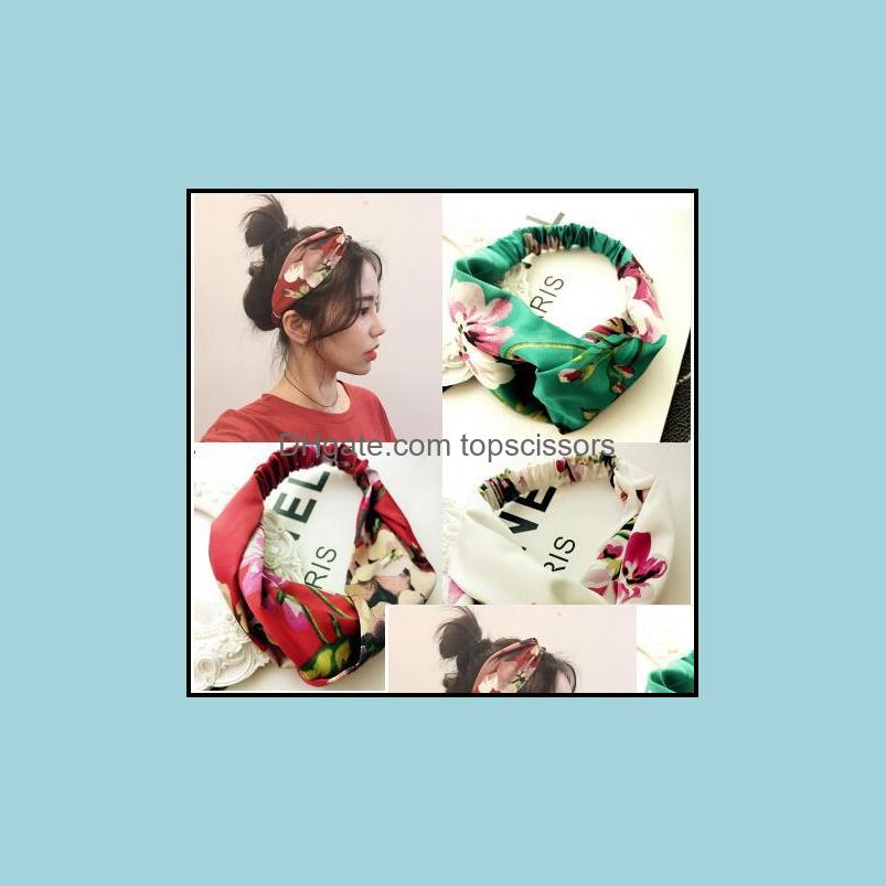 

Hair Accessories Women Girls Summer Bohemian Hair Strips Print Headbands Retro Cross Turban Bandage Accessories Head Wrap Drop Deliv Dhzu5