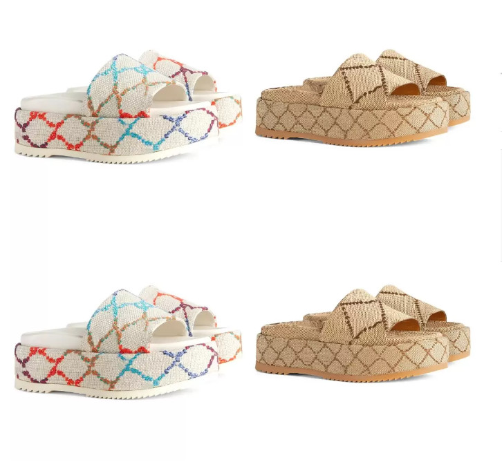 

Women Sandals Slippers Embroidery Designers Slides Couples Sandal Floral Brocade Flip Flops Striped Beach Leather Rubber Flower Slipper Loafers, G011
