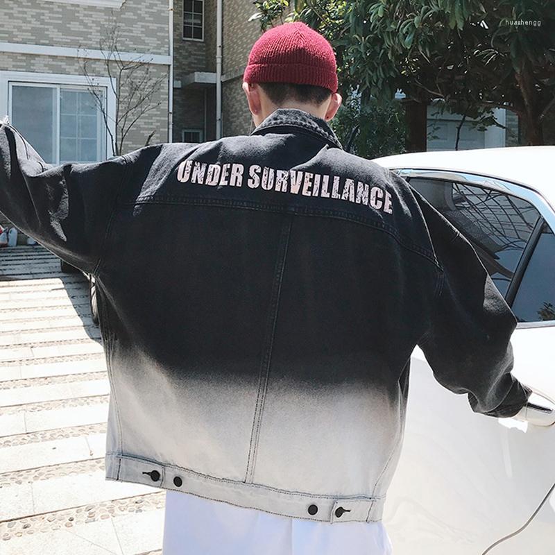 

Men's Jackets Men's Jeans Jacket Printed Washing Ins In Spring And Autumn Of 2022, Black-white