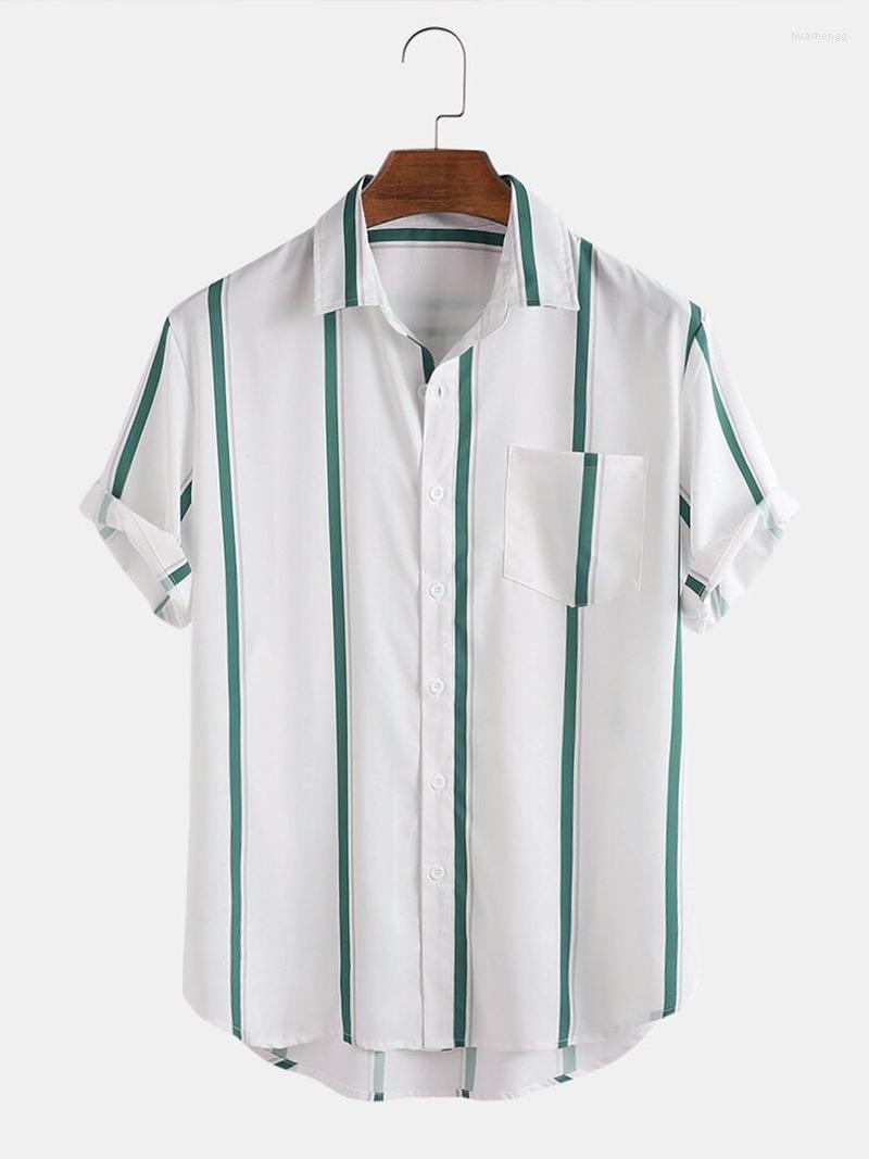 

Men's Casual Shirts Men's Men Clothing 2022 Summer Plain Weave Printed Lapel Short-sleeved Shirt Fashion Camisas Para Hombre, Green